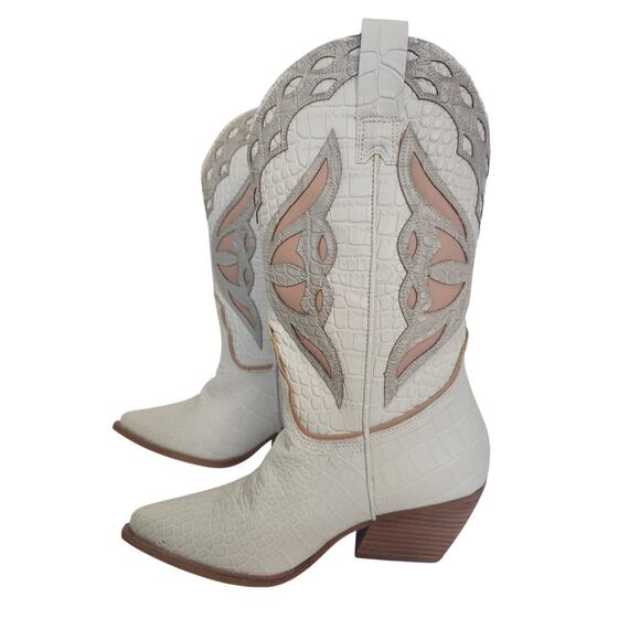 Steve Madden Wynter Boot Multi Croc Leather Western sz 6.5 - Picture 4 of 8